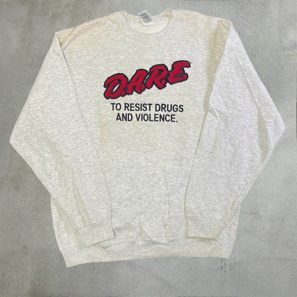Vintage 90s DARE Sweatshirt Mens XL Gray Graphic Pullover Y2K